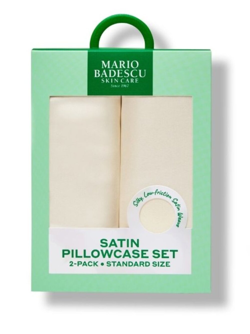 NIP SEALED SET 2 MARIO BADESCU STANDARD SATIN PILLOWCASES IVORY